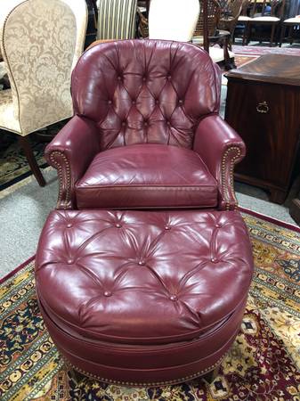 Sold Ethan Allen Tufted Leather Chair, Ethan Allen Leather Chair And Ottoman